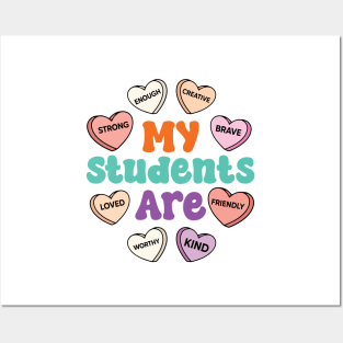 Teacher Valentines Day Positive Affirmations Candy Heart Posters and Art